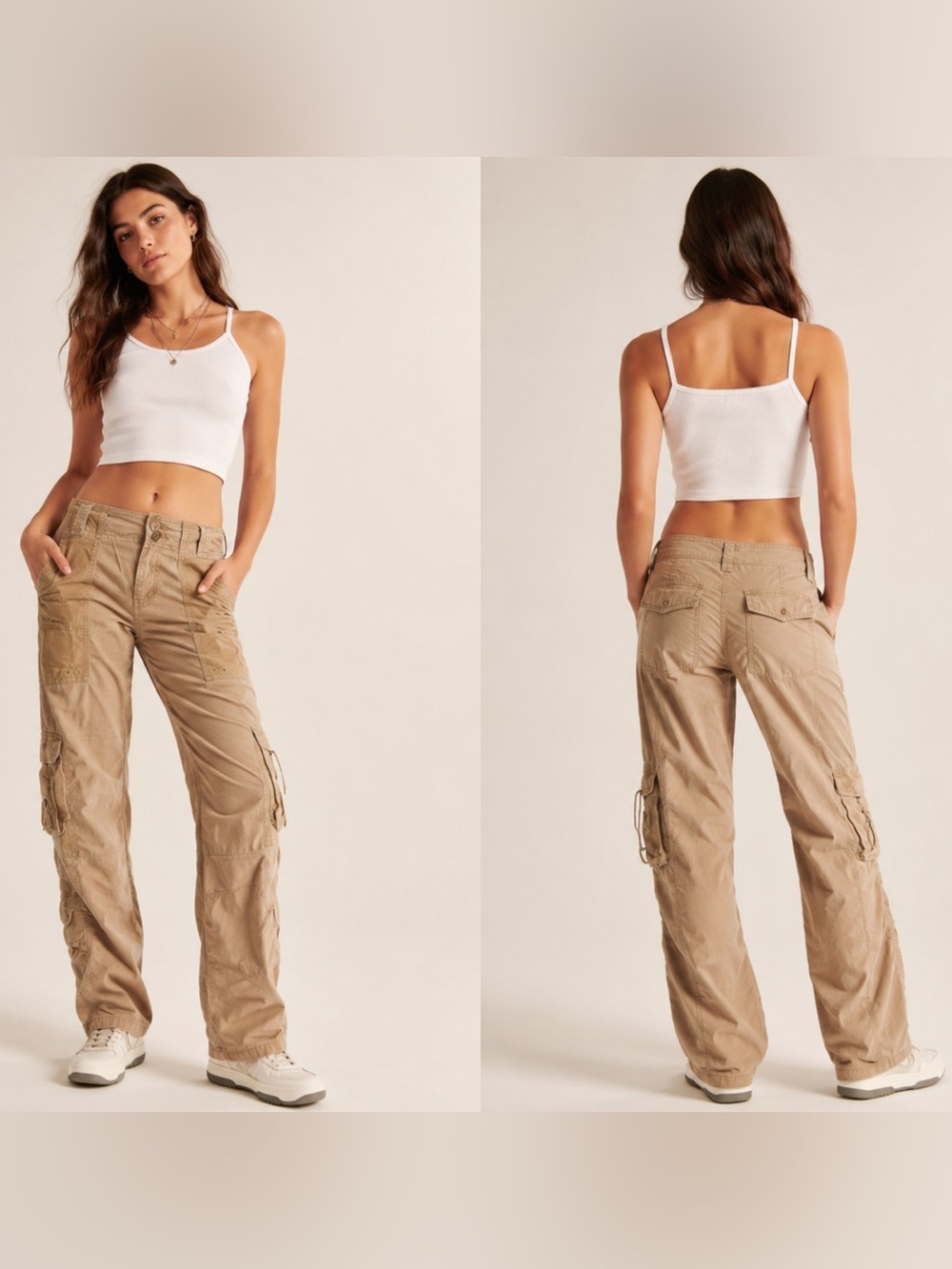 Vintage Abercrombie & Fitch Cargo Pants Khaki Y2k Wide Leg Baggy 2000s Grunge